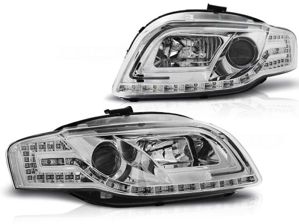LED Tagfahrlicht Design Scheinwerfer für Audi A4 B7 05-08 chrom